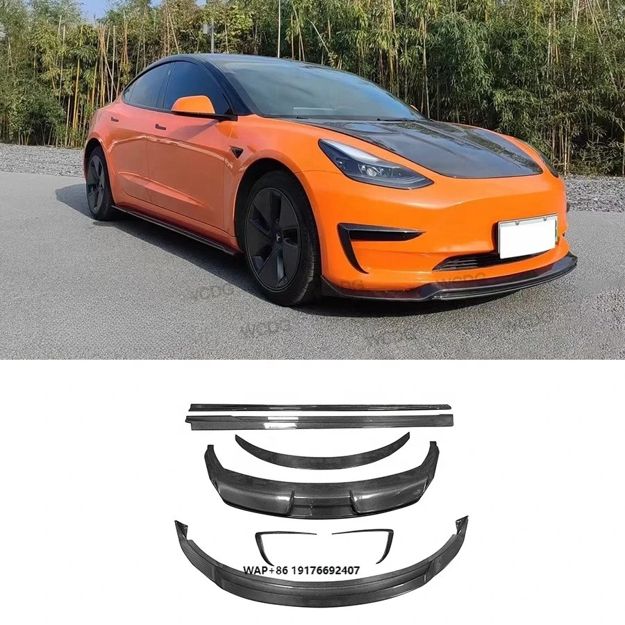

High Quality Carbon Fiber Bodykit forTesla Model 3 ART Style Front Lip Rear Lip Side Skirts New Rear Spoiler Bumper Car Body