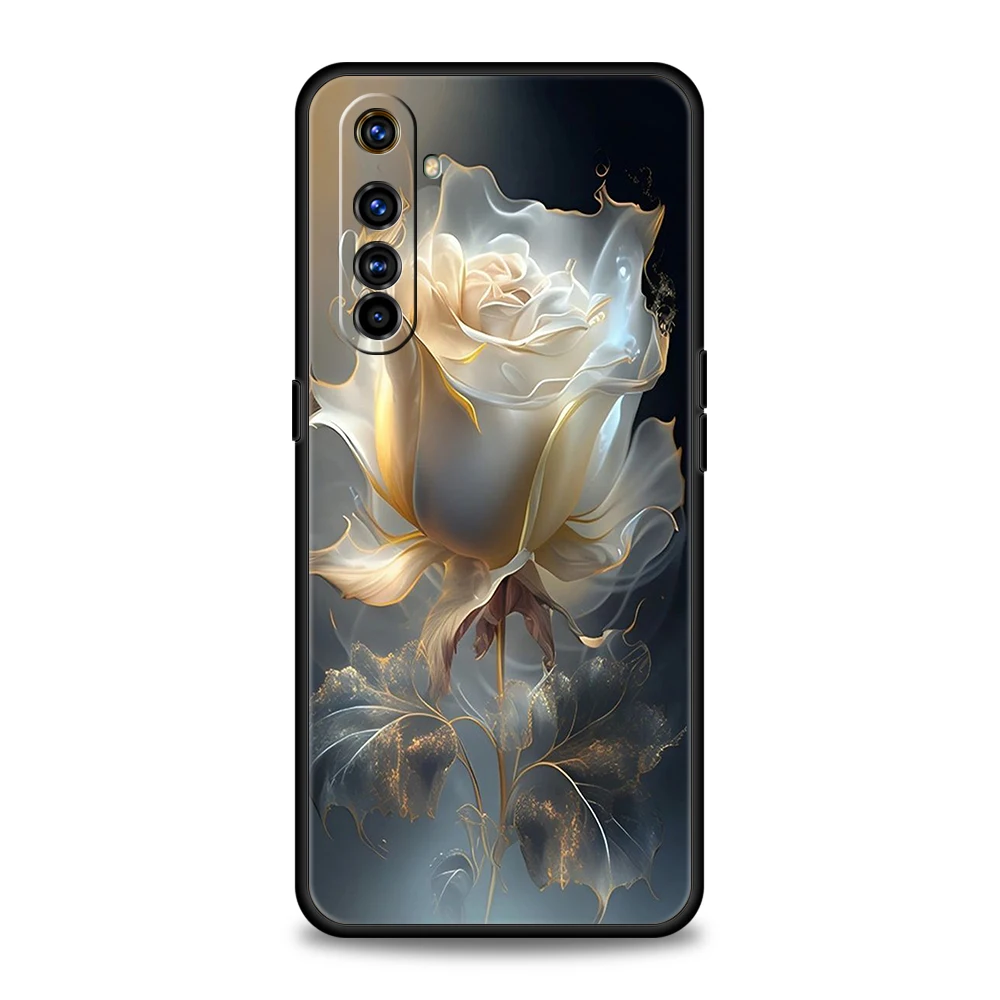 Gold Rose Love Heart Phone Case for Oppo A17 A12 A57 A74 A16 Find X5 X6 A52 A53 A54 A15 Reno 6 Z 7 Pro A9 2020 5G Silicone Shell
