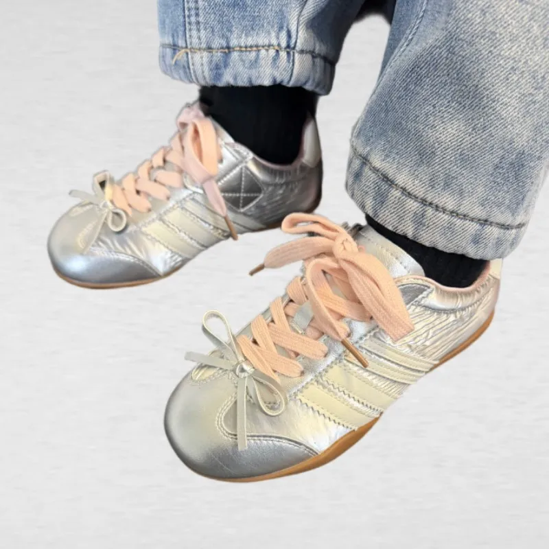 

Spring Autumn New Girls' Ballet Style Bow Training Shoes Lightweight Forrest Gump Shoes Child Baby Casual Sports Board Shoes