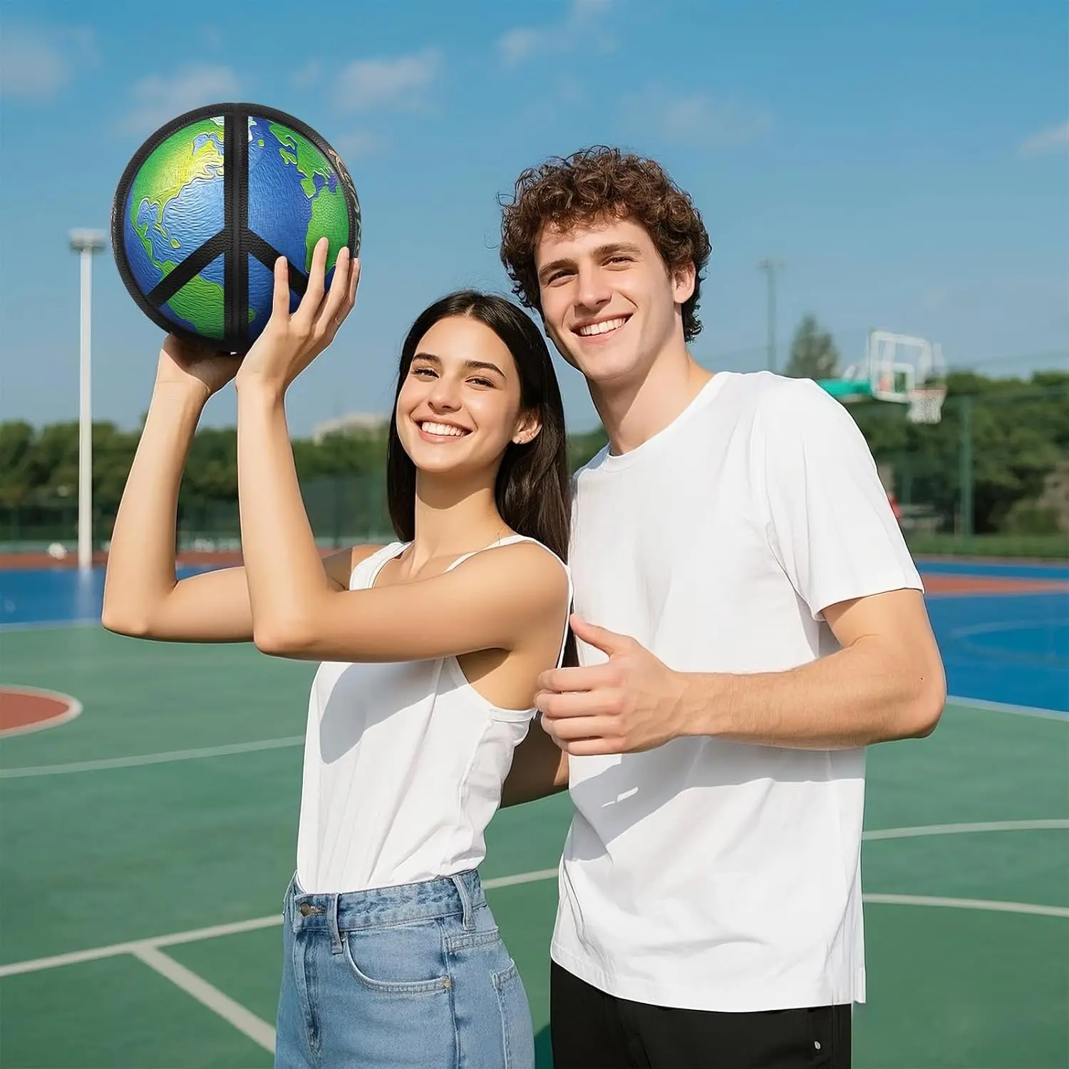 クアンミ ラブ ラッキー シリーズ バスケットボール、公式サイズ7(29.5インチ)、限定コレクターズエディション アートボール