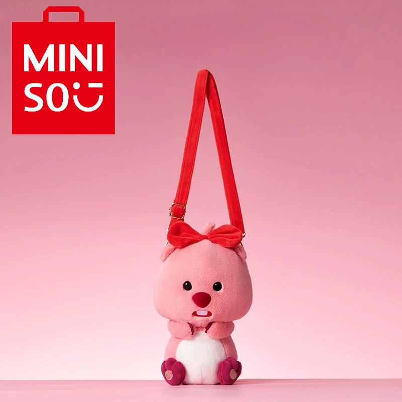 Miniso Kawaii Loppy Knapsack Pink Fashion Shoulder Bag Anime Cartoon Doll Bag Travel Bow Knot Backpack Children Birthday Gifts