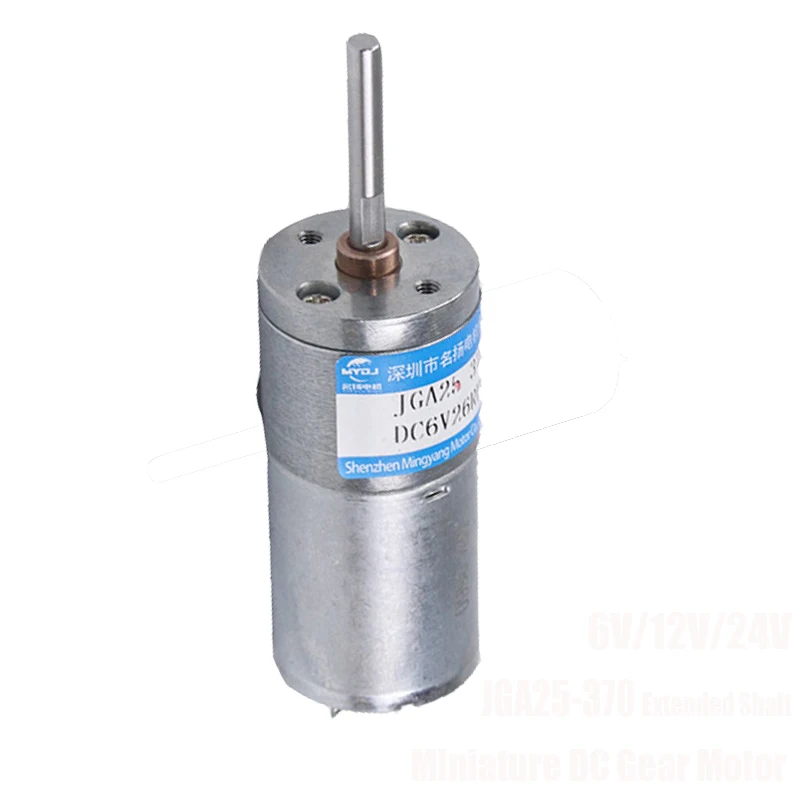 25MM DC Gear Motor JGA25-370 Extended Shaft 6V 12V 24V Adjustable Speed Can CW CCW Low-speed Large Torque Electric Motor