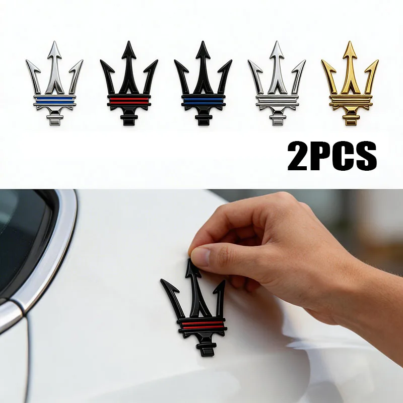 2 Emblemas Laterales para Coche, Insignia para Maletero, para Maserati Quattroporte, Gran Turismo, Ghibli, GC, GT, Levante, Accesorios de Adhesivos Laterales para Carrocería
