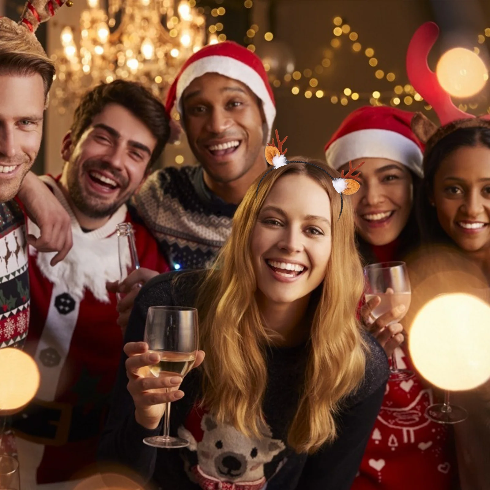 

2pcs Xmas Antler Design Hoops Premium Cloth Hair Ornaments For Festival Party Christmas Costume Party Headdress Hair