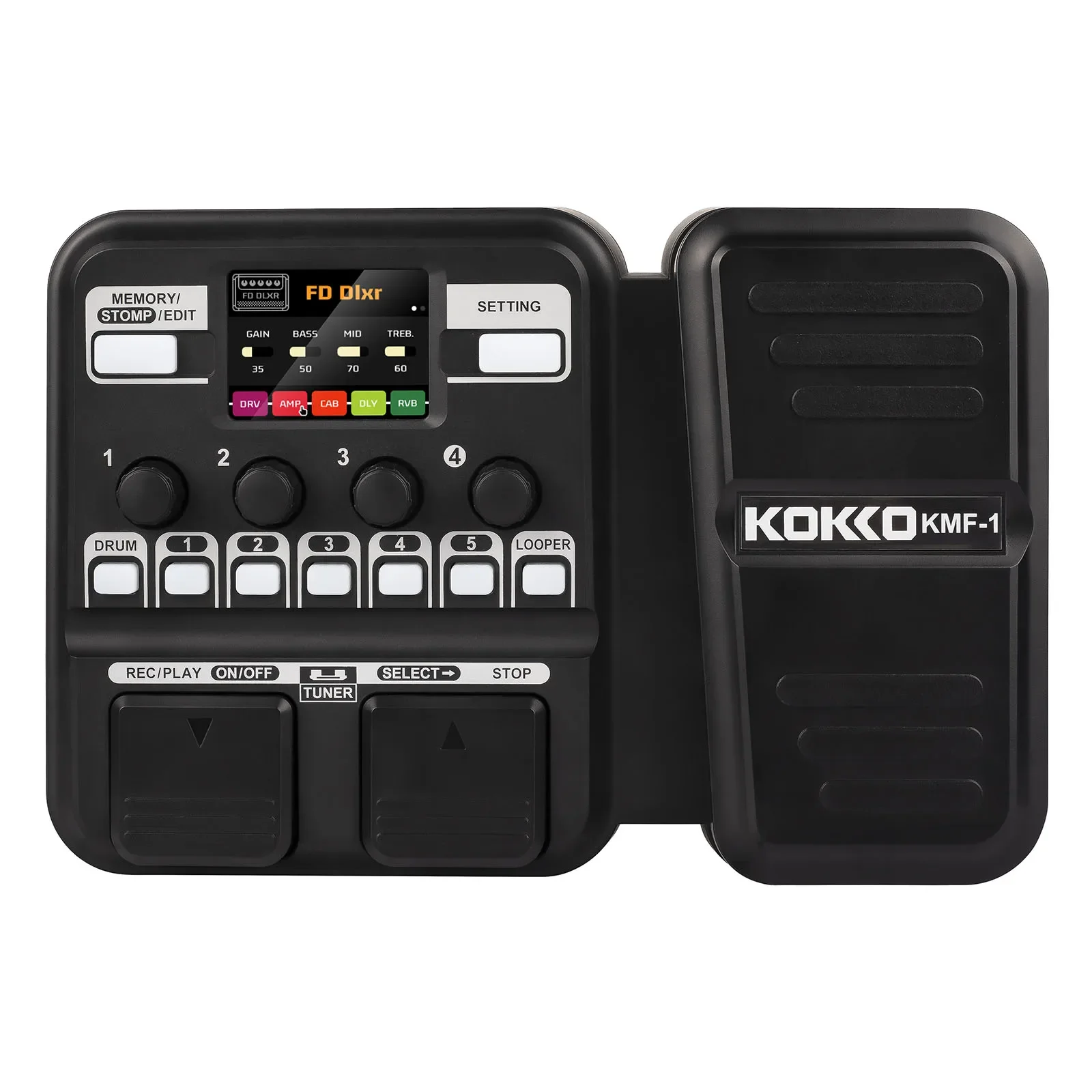 KOKKO KMF-1 Guitar Bass Effects Pedal with Expression Pedal With Drum Machine Recorder and Effects Processor Tuner Multi-Effects