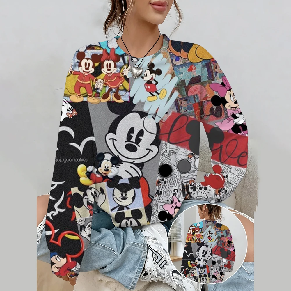 

Women's Fashion Hoodie Mickey Mouse print Fashion Autumn Daily Long Sleeve Round Neck Loose Pullover Cartoon Boho Style Sweatsh
