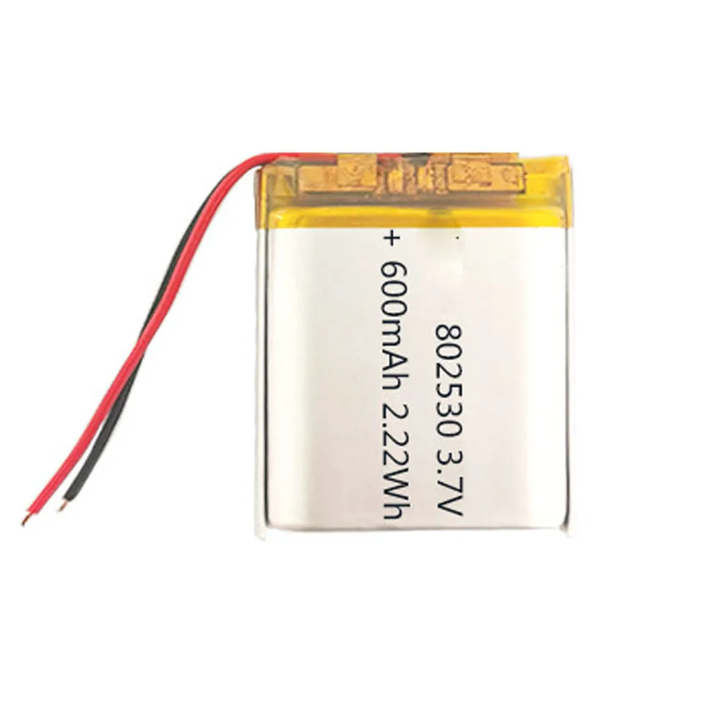 Rechargeable 3.7V 600mAh 802530 Lithium Polymer Ion Battery For DVD GPS MP3 MP948 CHARGING TREASURE POWER SMART WATCH