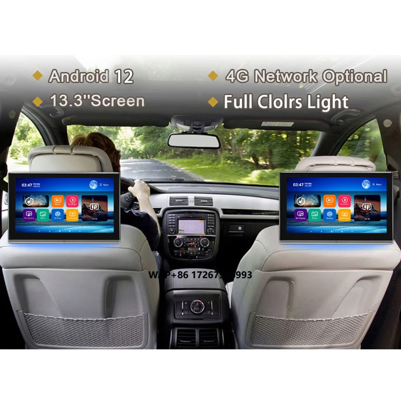 

13.3 Inch Car Android Headrest 1920*1280 4K IPS Screen Smart TV Automotive Multimedia Rear Seat Entertainment Player