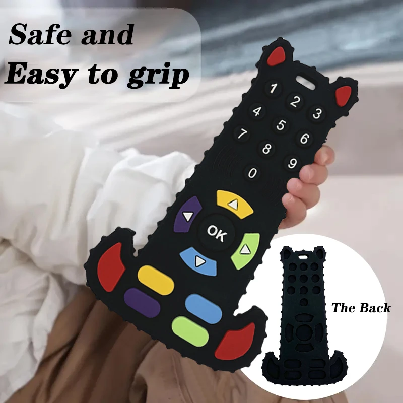 Remote control teethers silicone gnawing baby touch buttons animal toys baby anti-eating hand teething stick teethers soft mater