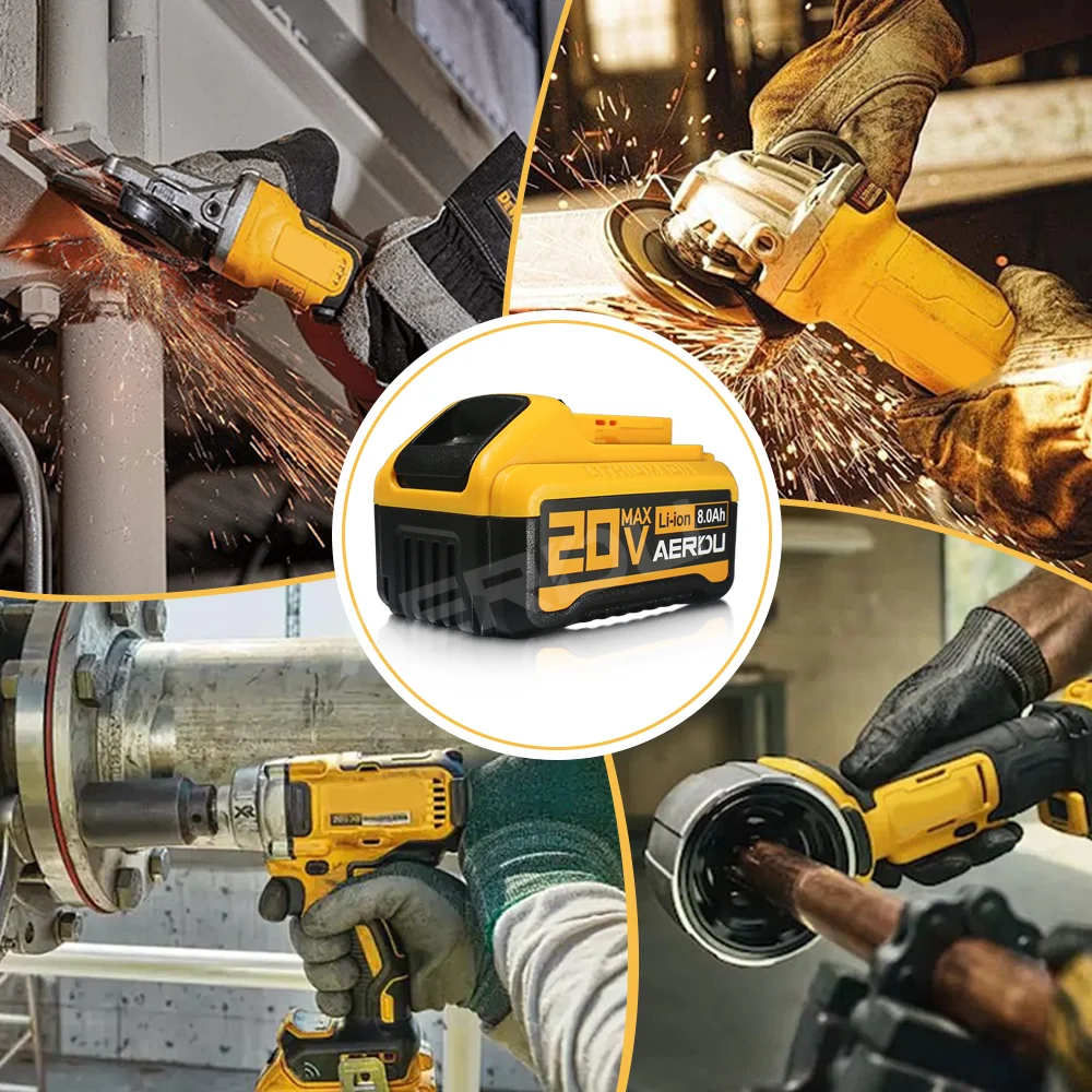AERDU For DCB200 Tools Battery 20V 6Ah-10Ah 21700 Lithium-Ion Battery For Dewalt DCB206 DCB200 DCB205 DCF845 DCF850 DCF892 DCF91
