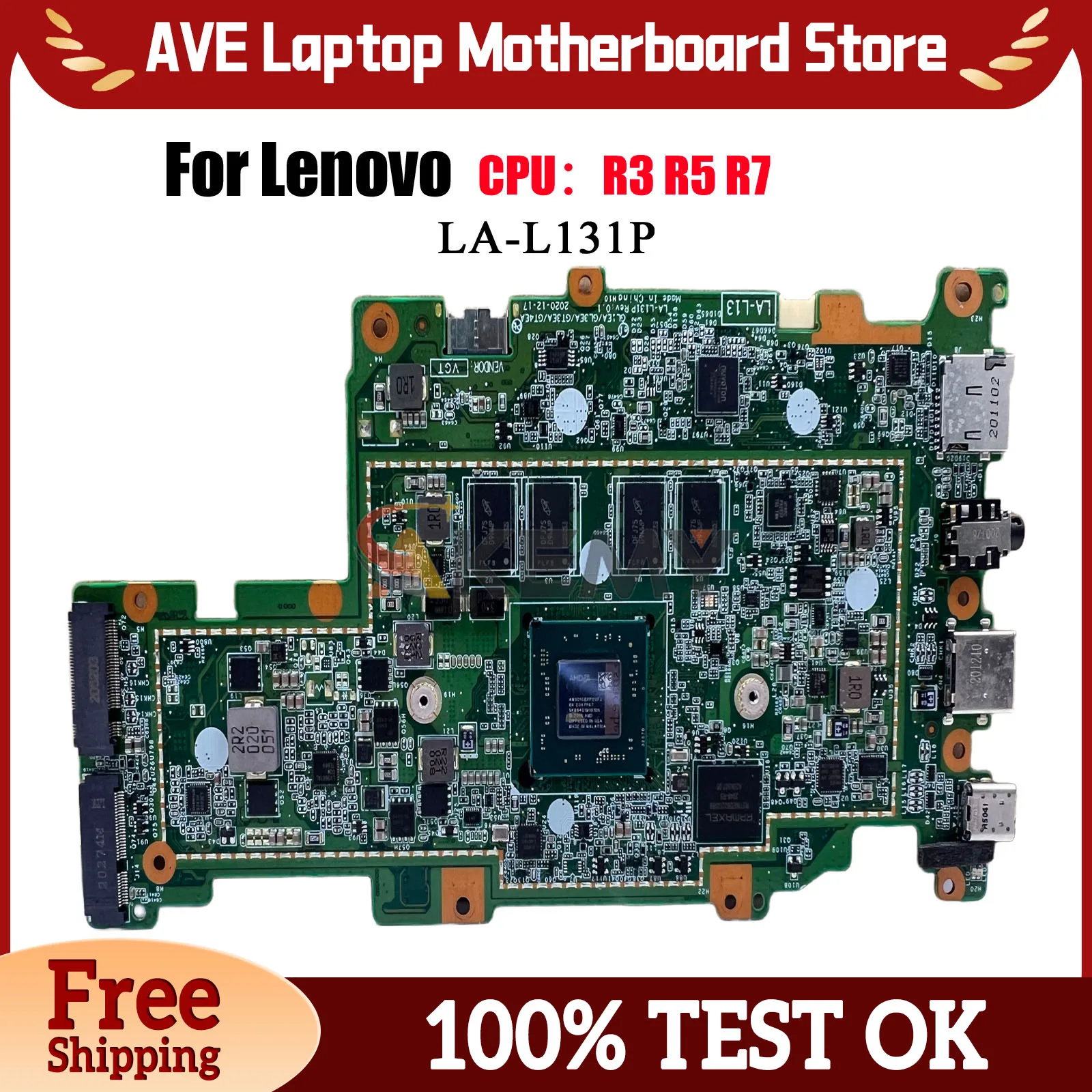 LA-L131P Für Lenovo 14e Chromebook Gen 2 Laptop-Motherboard mit AMD CPU 4 GB 8 GB RAM 32 GB 64 GB SSD 100 % vollständig getestet