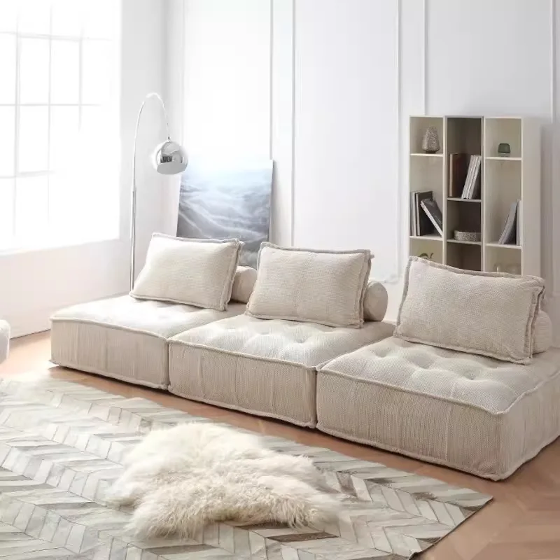 

Sofa small apartment, leave-in technology cloth tofu block lazy sofa