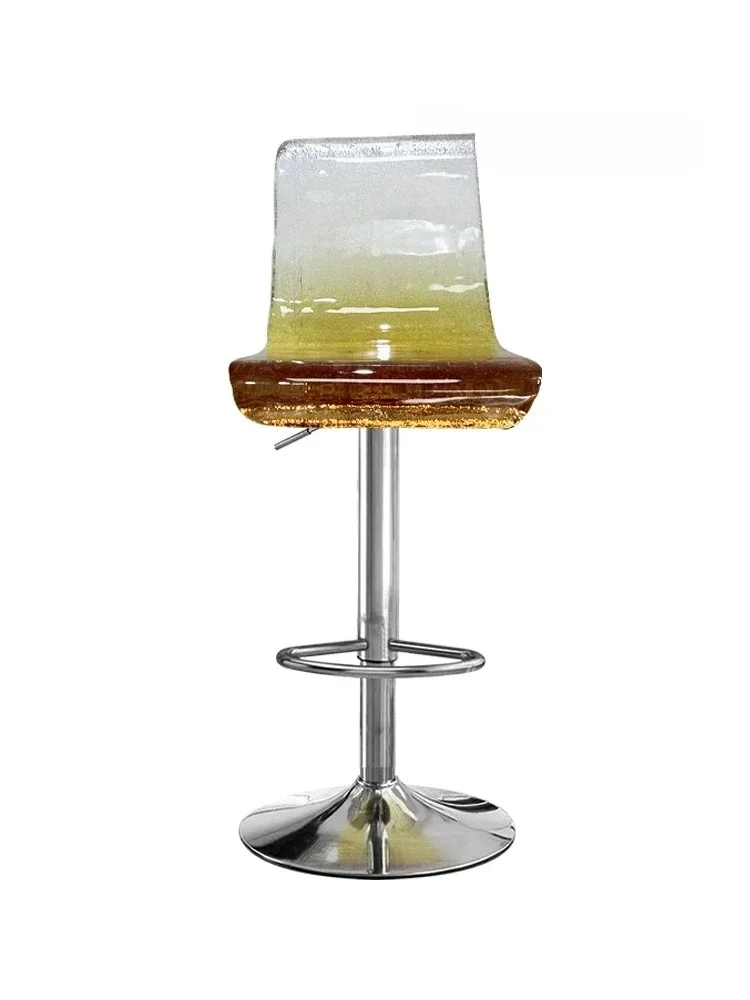 Modern Light Luxury High-Grade Transparent Resin Rotatable Lifting Home Bar Front Desk High Chair