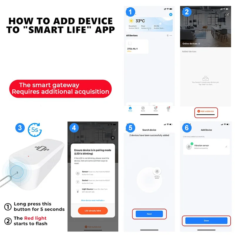 

B21B 4X Zigbee умный датчик вибрации обнаружения Tuya Smart Life приложение уведомление в реальном времени вибрационная сигнализация умный дом