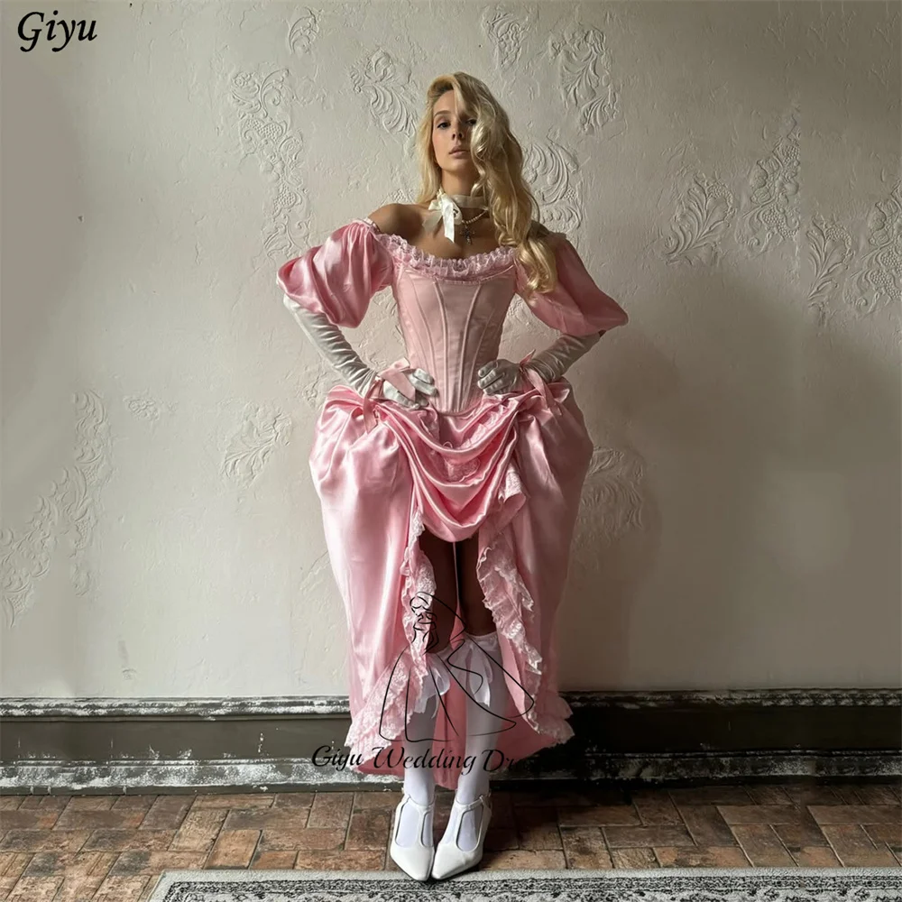 Giyu Vintage Pink Rococo Ball Gown Off Shoulder Puff Sleeve Victorian Masquerade Dress Princess Prom Dress Prom Dress Customized