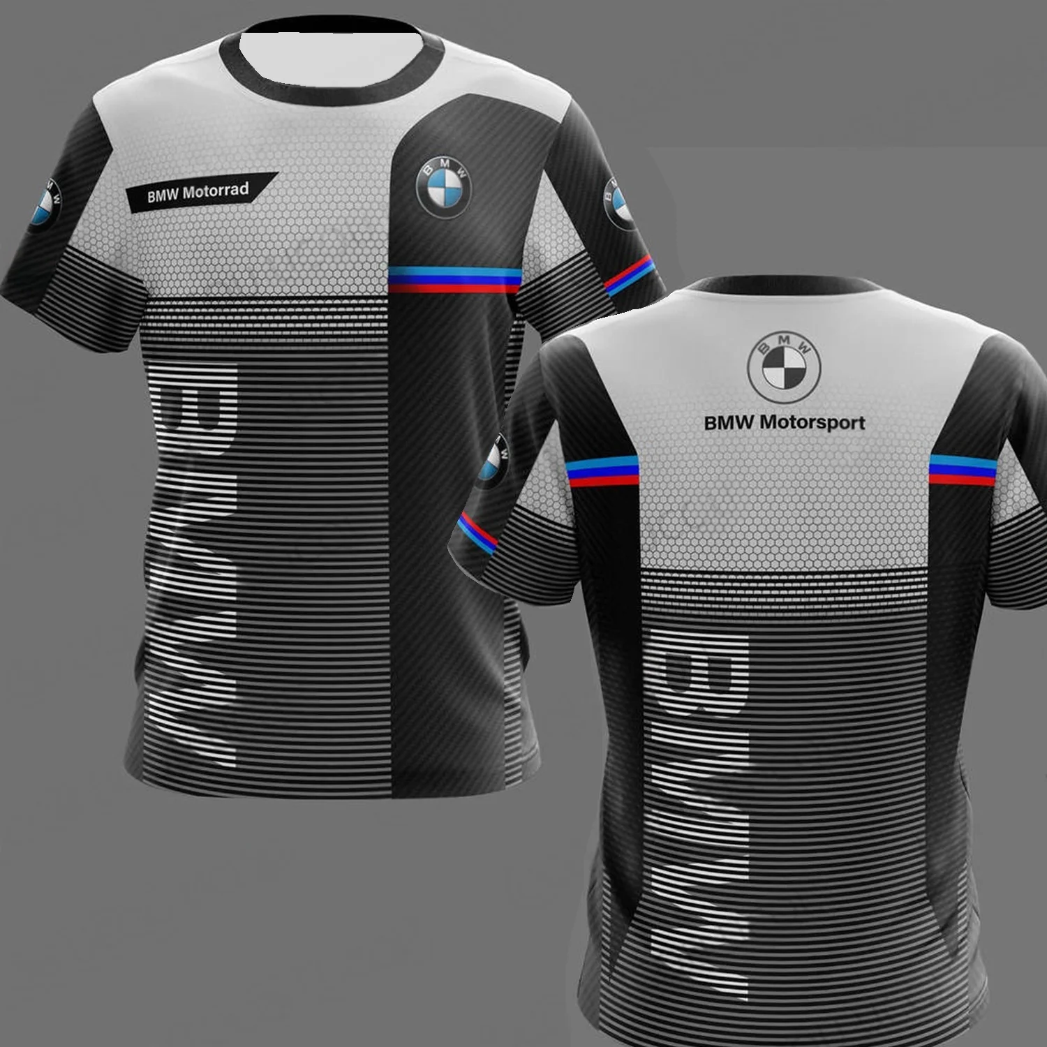 

Trendy Comfortable Breathable Outdoor Motorcycle Riding Sport Tops New Round Neck Short Sleeves BMW Logo 3D Printed T-shirts