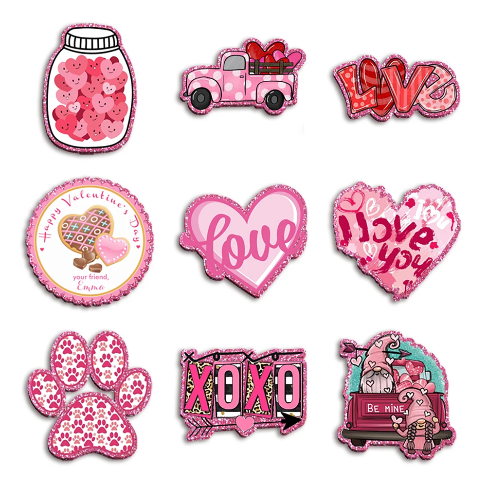 

Valentine's Day Pink Chunky Glitter Resin Planar Acrylic Flatback For Girls DIY Phone Case Hair Bow Craft Keychains Accessories
