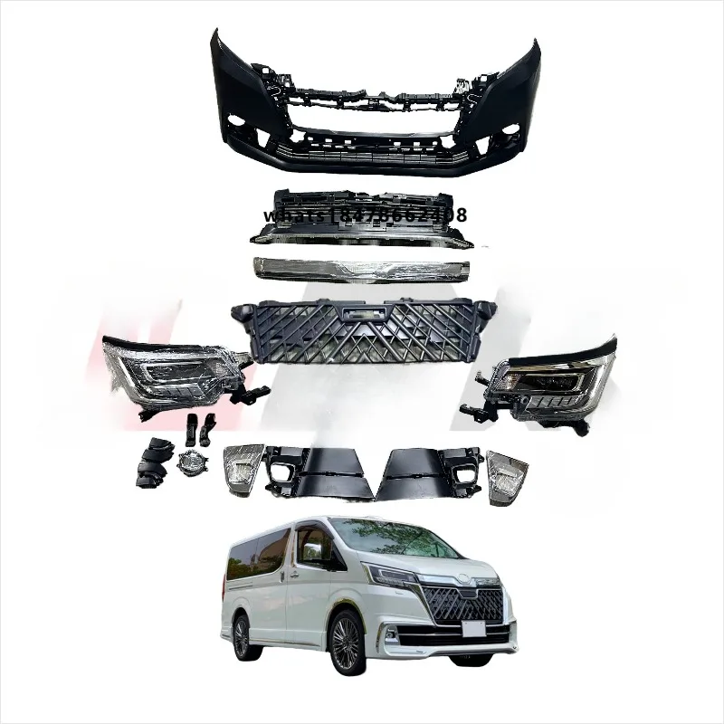 

C-PP Bumper Hiace Bodykit Grandia WALD Grille LED Headlights Front Bolt-On Plug Play New Universal Fitment