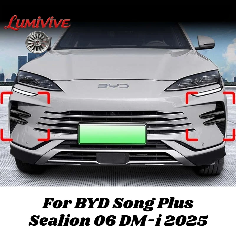 Car Front Fog Light Trim Covers For BYD Song Plus / Sealion 06 DM-i 2025 Glossy Black Decorative Protector Exterior Accessories
