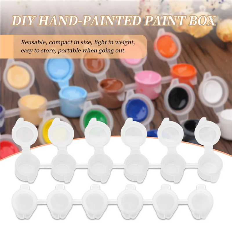 

XB-100 Strips 600 Pots Empty Paint Strips Paint Cup Clear Plastic Storage Containers Painting Craft Supplies(3 Ml/ 0.1 Oz)