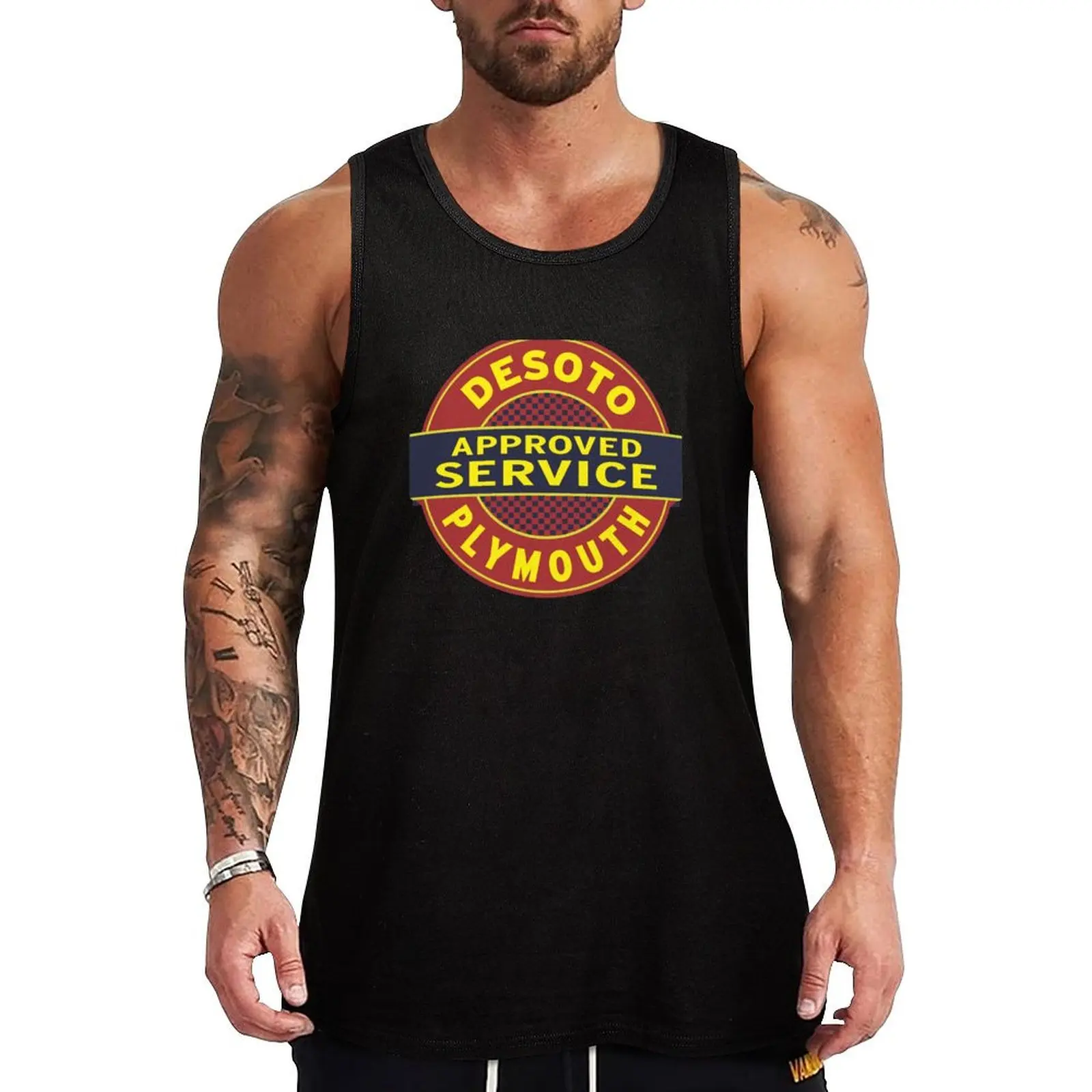 DeSoto Plymouth Approved Service Tank Top Man clothes for gym Sleeveless T-shirt man sexy?costume