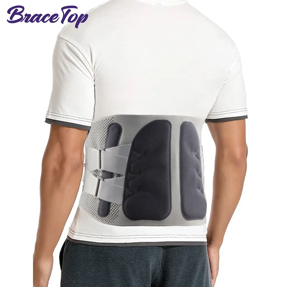 Back Support Brace, Adjustable Lumbar Support for Pain Relief of Lumbar and Waist, Waist Wrap with Spring Stabilizers for Injury