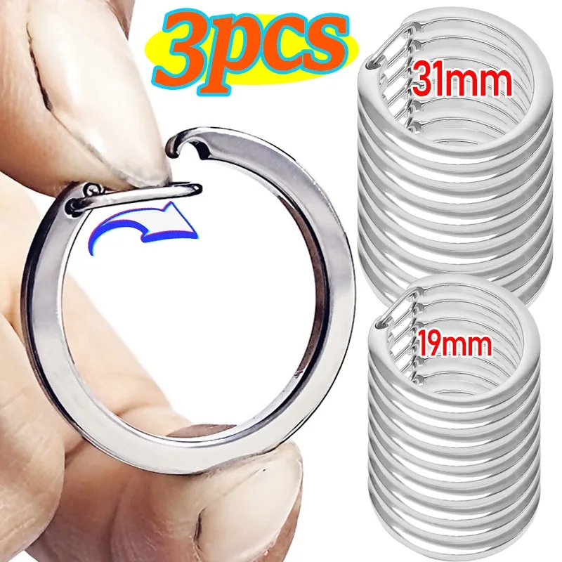 1-3pcs Metal Circular Ring Keyring Keychain Split Rings Keyfob C-type Key Holder Stainless Steel Pendant Stainless Steel Buckle