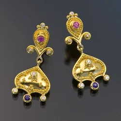 Classic Metal Gold-plated Earrings Inlaid with Zircon Women's Dangle Earrings