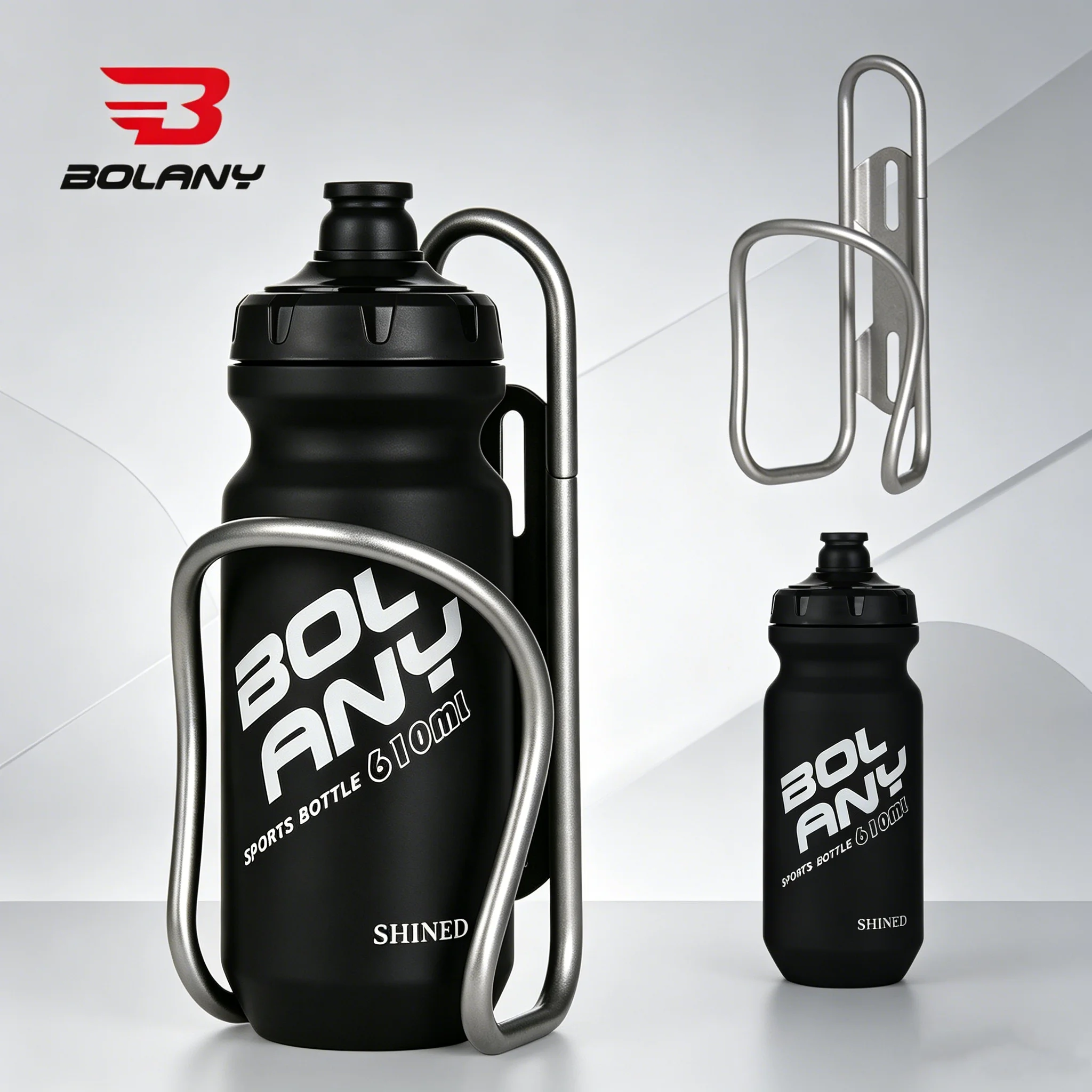 

BOLANY Bicycle Water Bottle Cage, Includes One Water Bottle Titanium Alloy Bottle Cage Bicycle Parts for Mountain Road Bikes