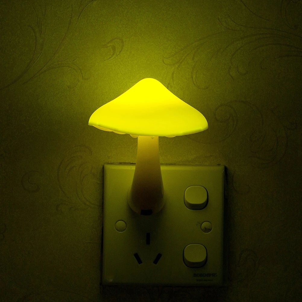 

2 Pcs Mushroom Lamp Night Light Safe to Use Creative Light-controlled Bedroom Plug in Hallway Socket