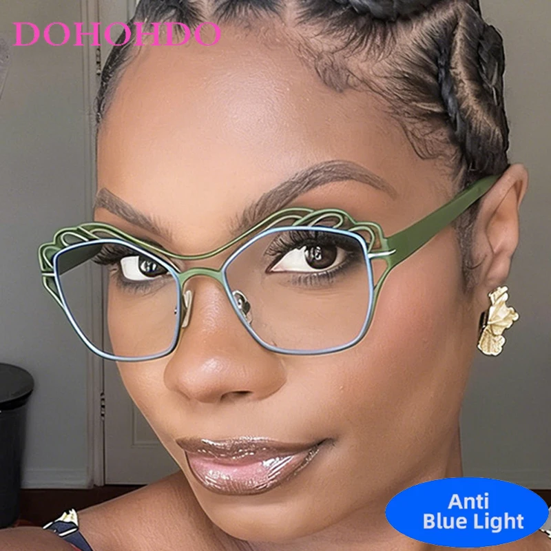 

Vintage Metal Butterfly Frame Anti Blue Light Glasses Woman Men Fashion Luxury Brand Reading Eye Protection Optical Eyeglasses