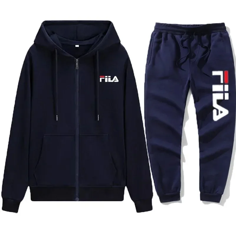 

Trendy Printed Zipper Hoodie 2PCS Set Men Spring Autumn Sweatshirt Pants Daily Sports Casual Wear