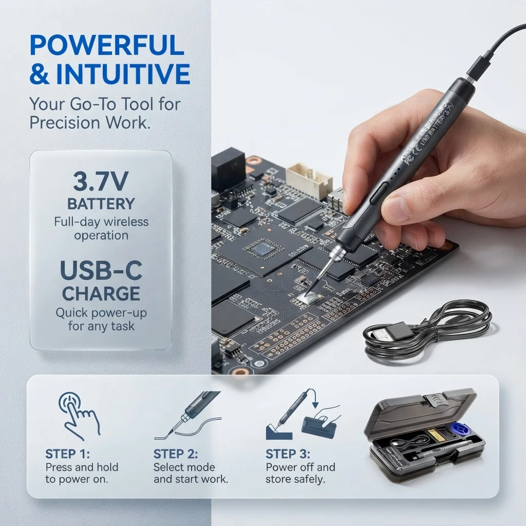 USB Soldering Iron Kit LED Digital Display Type-C Rechargeable Wireless Adjustable Temp Welding Repair Tool
