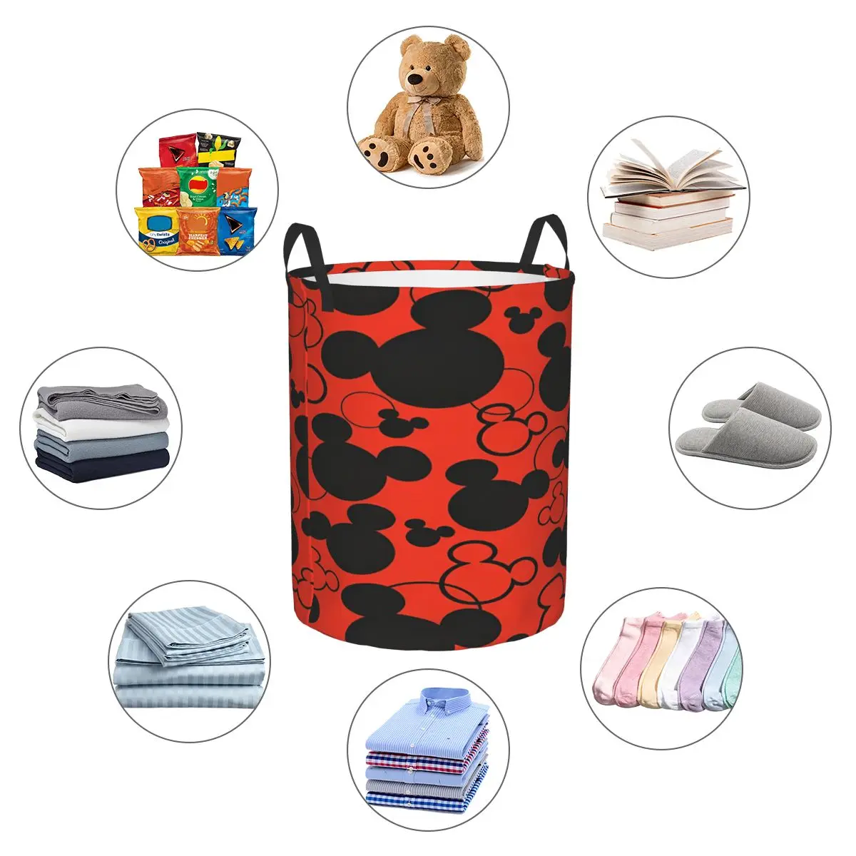 Disney Mickey Mouse Minnie Toy Storage Box Sturdy Kids Toys Bin Organizer Basket for Nursery Room