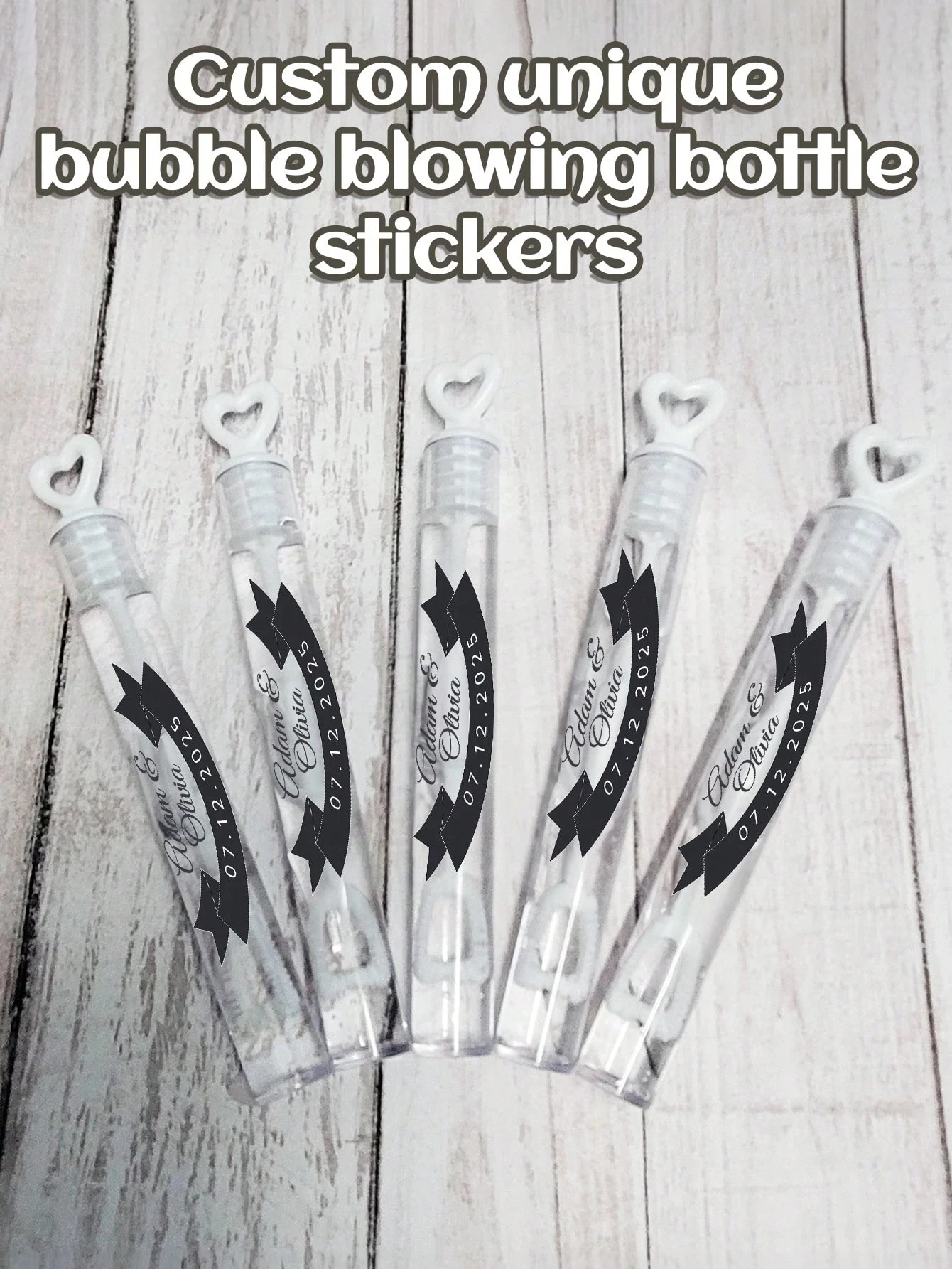 Wedding Bubble Tube Wand Labels Personalized Custom Clear Transparent Stickers Wedding Essentials Crafts image 5