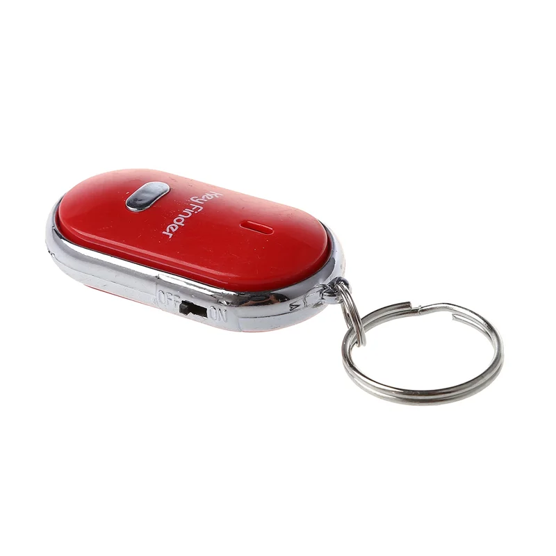 B04B-12Pcs Whistle Lost Key Finder Flashing Beeping Locator Remote Keychain LED Ring