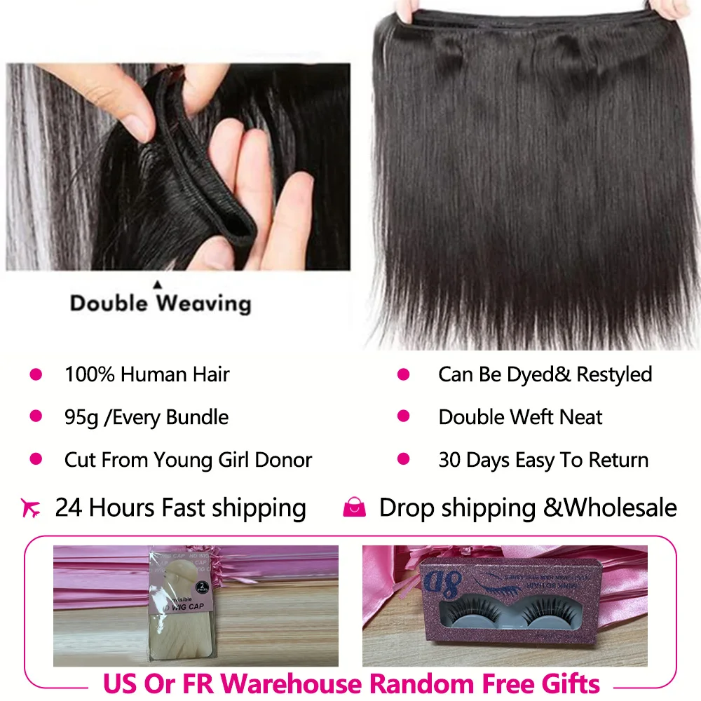 12A Straight Human Hair Bundles 100% Raw Human Hair 20 22 24 Inch Unprocessed Raw Hair Bundles Human Hair Extensions Top Quality