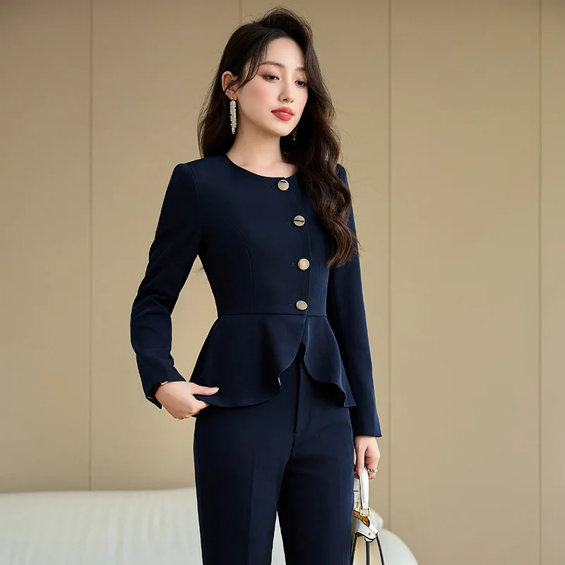 Professional Suit Set for Women, Autumn Thick Style, Hotel Front Desk Uniform, Jewelry Store Beautician Workwear