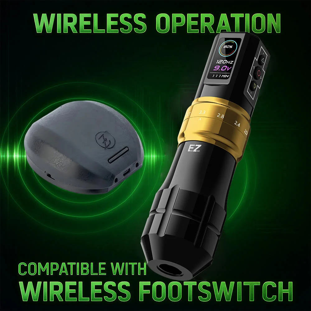 Wireless Tattoo Machine with Ultra-Smooth Performance,Adjustable Stroke,OLED Display,Big Glossy