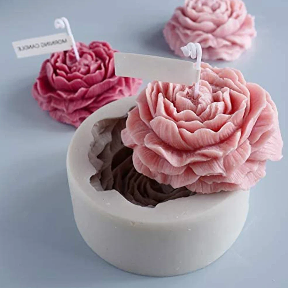 

Peony Candle Shape Silicone DIY Aromatherapy Candles Making Moulds 3D Plaster Shape Candle Holder Decoration Guest Gift Candle