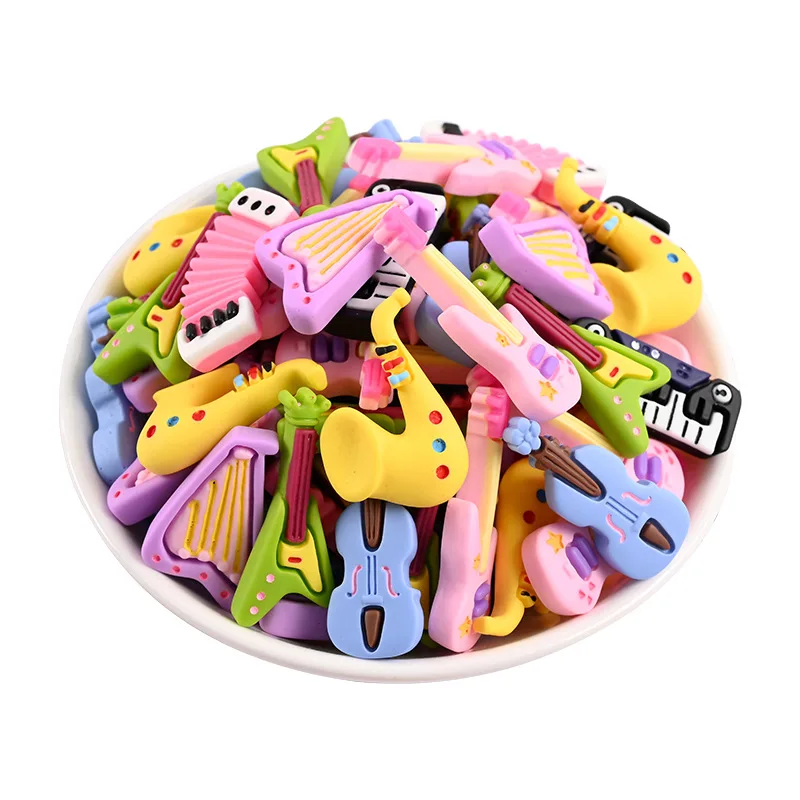 10pcs Cartoon Kawaii Resin Mini Musical Instrument Scrapbooking Supplies Craft Cabochon Flatback Charm Miniature Accessories DIY view 6