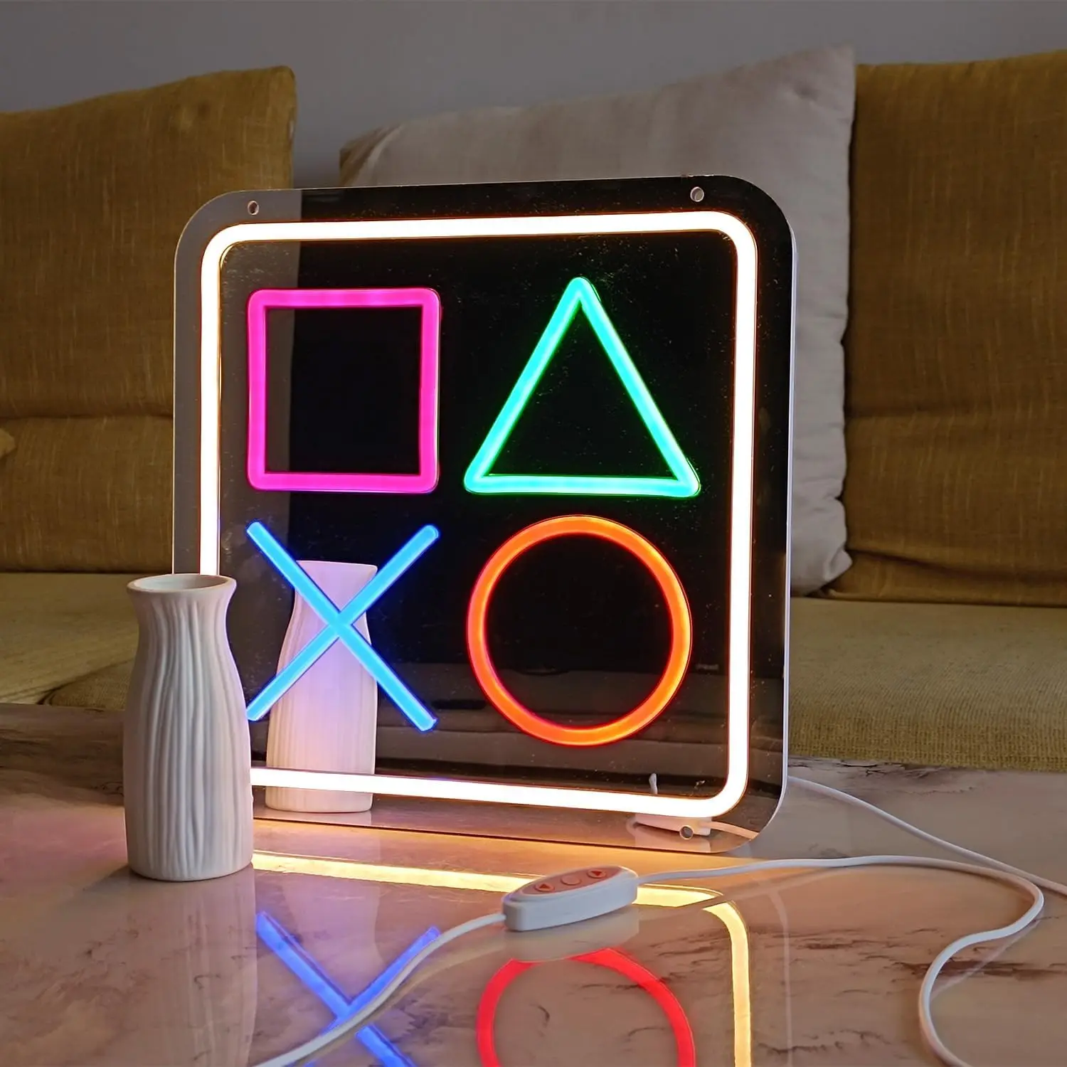 ゲームコントローラーネオンサインゲームシンボルミラーネオンライトled-usb電源調光可能ゲームや子供部屋の寝室の装飾用