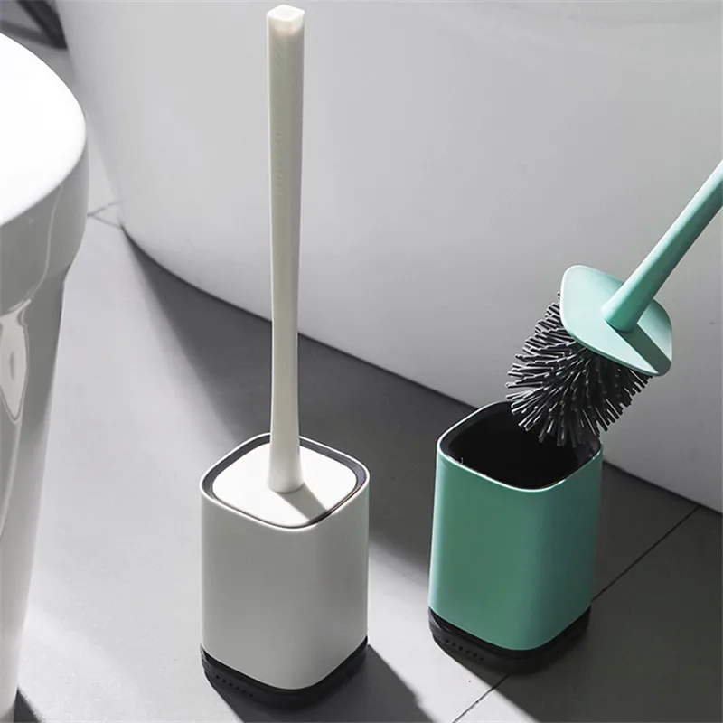 

Silicone Toilet Brush Holder Set Wall-mounted Bathroom Cleaning Tools Toilet Brushes with Long Handle WC Washing Hardware