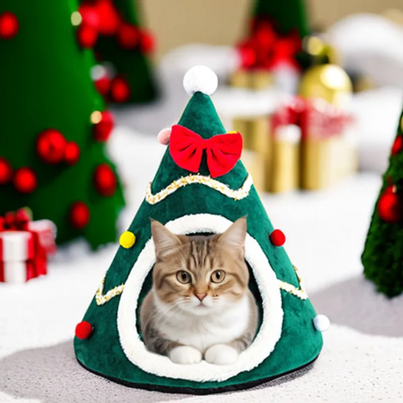 

Christmas Cat Dog House Insulation Autumn Winter Insulation Pet Christmas Cat House Sponge Insulation Cat Dog House Thick New