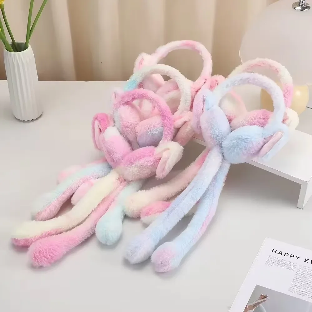 Funny Rabbit Ear Muffs Soft Moving Jumping Ears Ear Protection Cover Ear Warmer for Women Girls