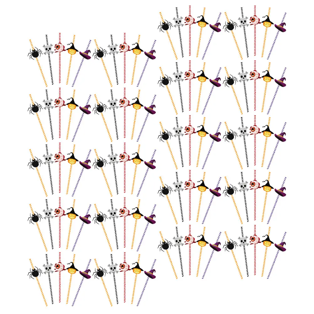 

Halloween Themed Decorative Paper Straws For Juice Beverages Drinking Straws Halloween Party Supplies