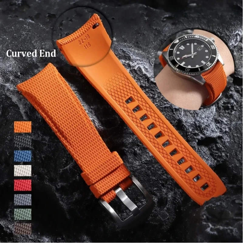 20/21/22mm FKM Gummi-Uhrenarmband mit Gebogenem Ende Schnellverschluss Silikon-Uhrenband für Longines für Seiko Swordfish für Rolex Armband