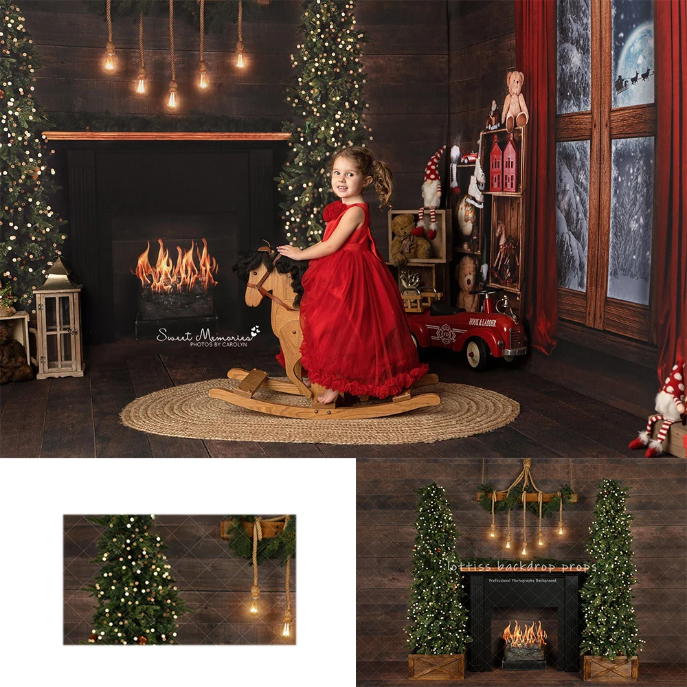 

Cozy Fireplace Christmas Backdrops Kids Family Photography Child Baby Photocall Decors Xmas Trees Festival Backgrounds