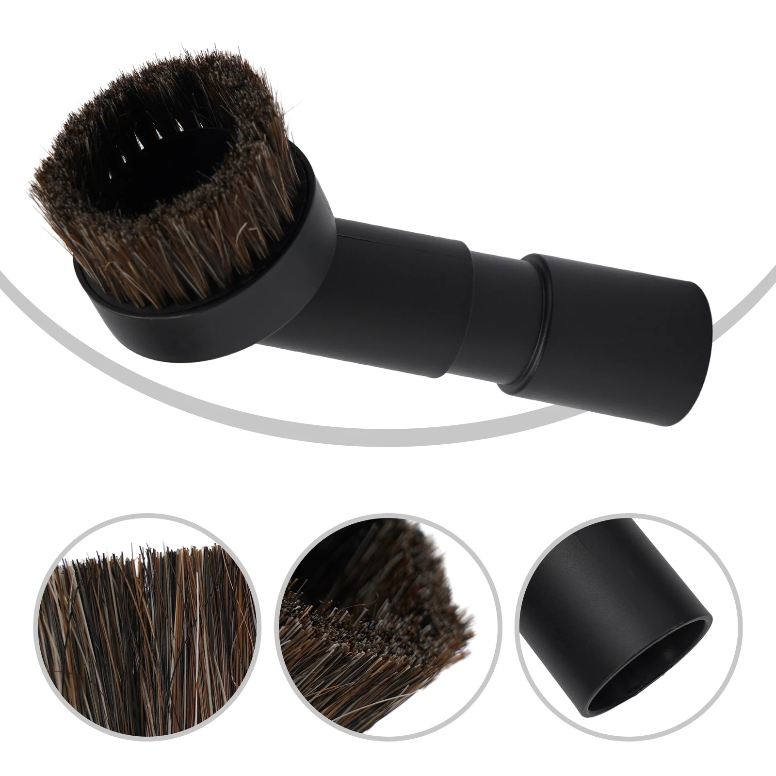 PP plastic Horse Hair Round Brush Bristle Head Dust With Adapter Black Brush Vacuum Cleaner 32mm-35mm 25mm Pro