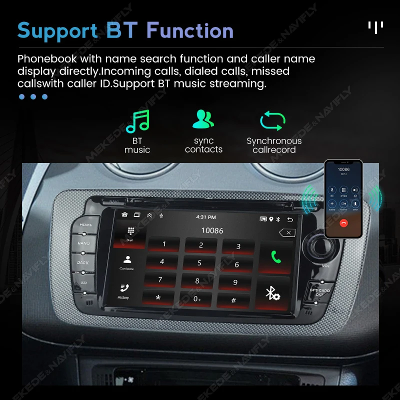 2DIN 7inch Car Radio For Seat Ibiza 2009-2013 Multimedia Player CarPlay Android Auto GPS Navigation WIFI FM Audio Head Unit